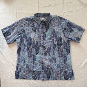 Vintage Bishop St Hawaiian Shirt Mens 2XL Blue Button Up Floral Short Sleeve